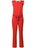 Liu Jo Belted Lace-detail Jumpsuit - Red