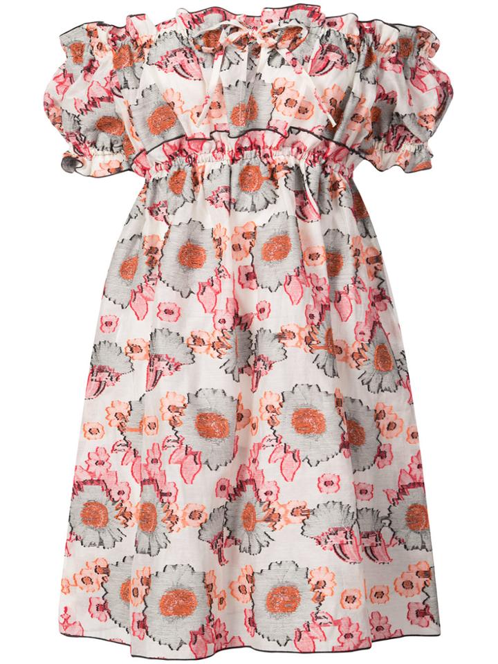 Anna Sui Sunflower Jacquard Dress - White