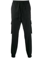 Juun.j Pinstripe Drawstring Trousers - Black