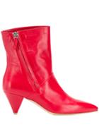 The Seller Pointed Toe Ankle Boots - Red