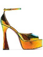 Amina Muaddi Multicoloured Bianca 140 Platform Leather Sandals -