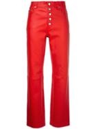 Joseph Cropped Leather Trousers - Red