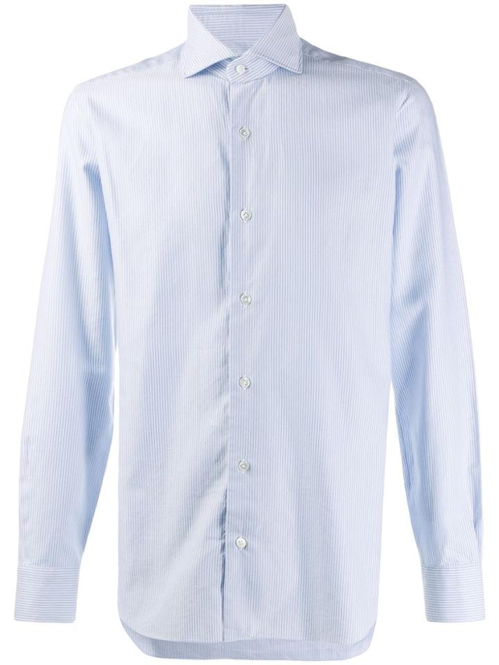 Barba Pinstriped Button Down Shirt - Blue
