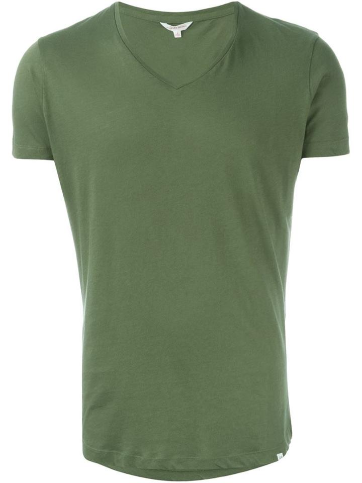 Orlebar Brown V-neck T-shirt, Men's, Size: L, Green, Cotton