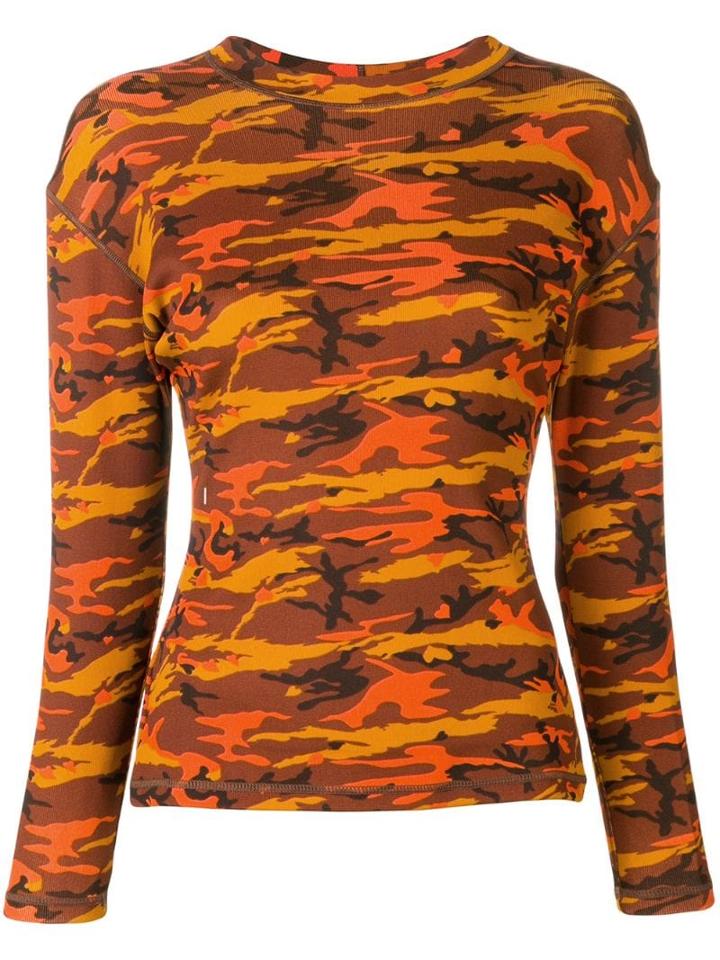 Jean Paul Gaultier Pre-owned 1989 Camouflage Printed Top - Orange