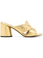 Marc Jacobs Cracked Crossover Mules - Metallic