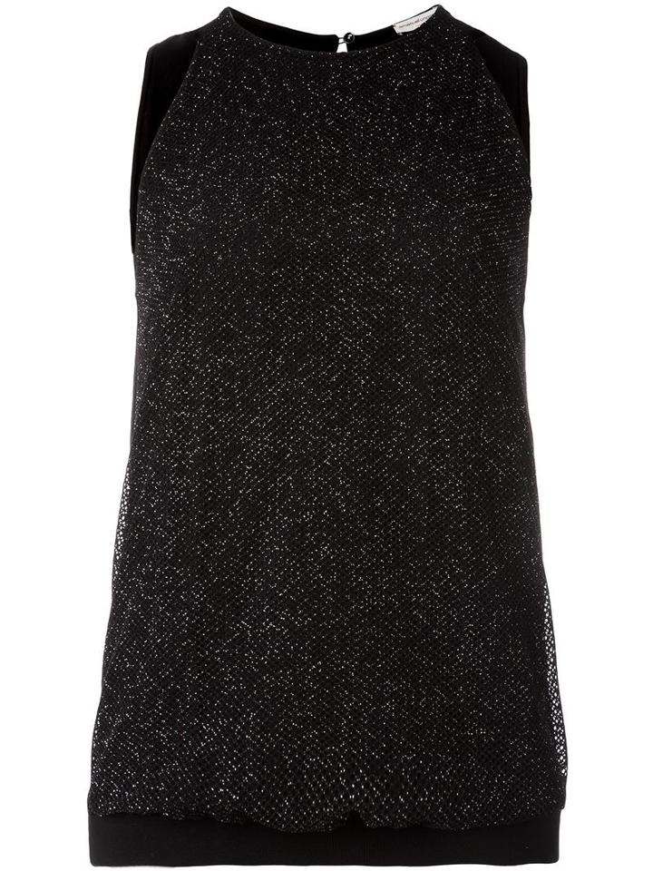 Emanuel Ungaro Fishnet Overlay Top, Women's, Size: 44, Black, Polyester/spandex/elastane