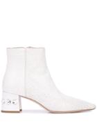 Miu Miu Cracked-effect Ankle Boots - White
