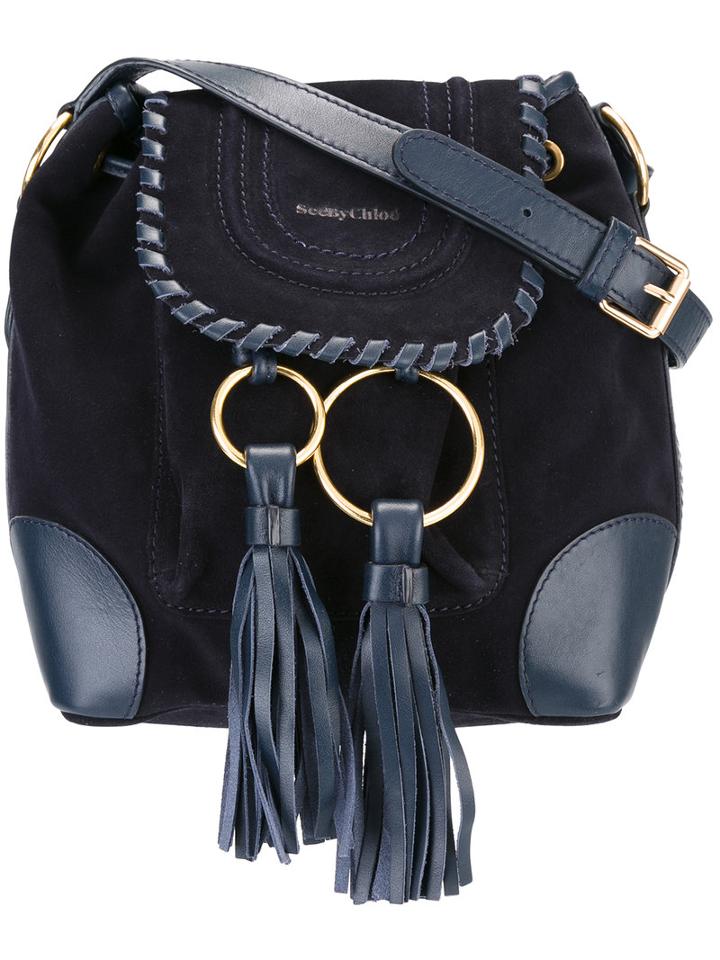 See By Chloé Polly Shoulder Bag, Women's, Blue, Cotton/calf Leather
