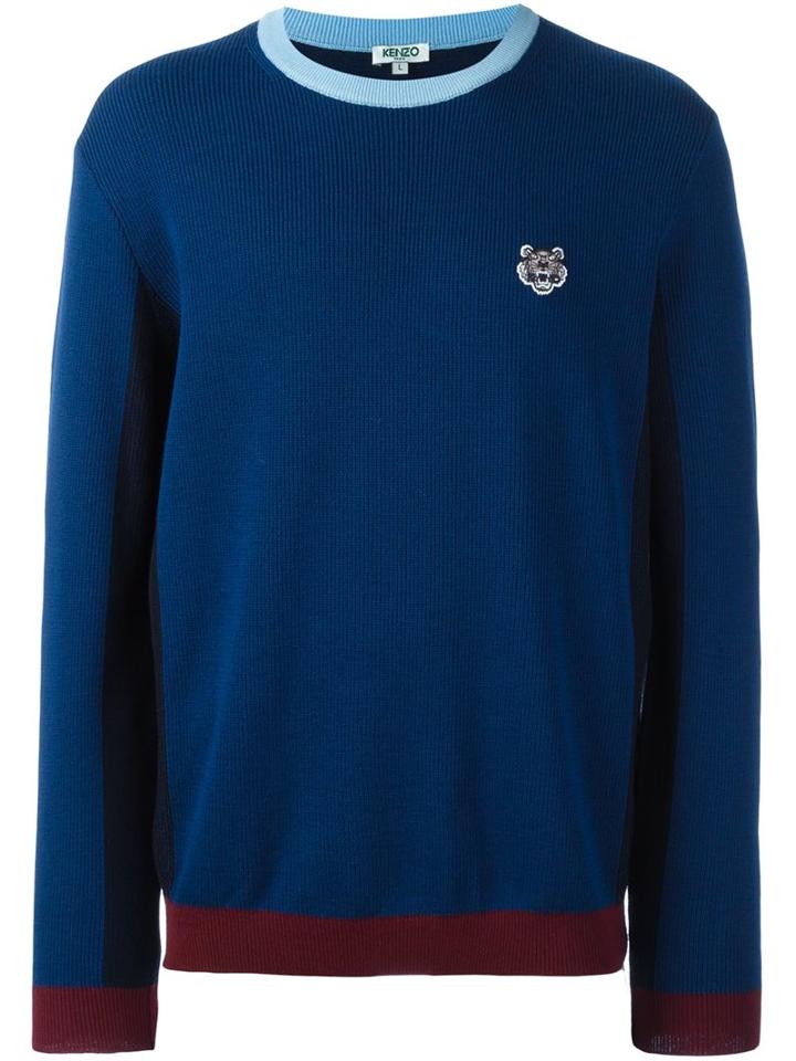 Kenzo Colour Block Jumper, Men's, Size: Large, Blue, Cotton/wool