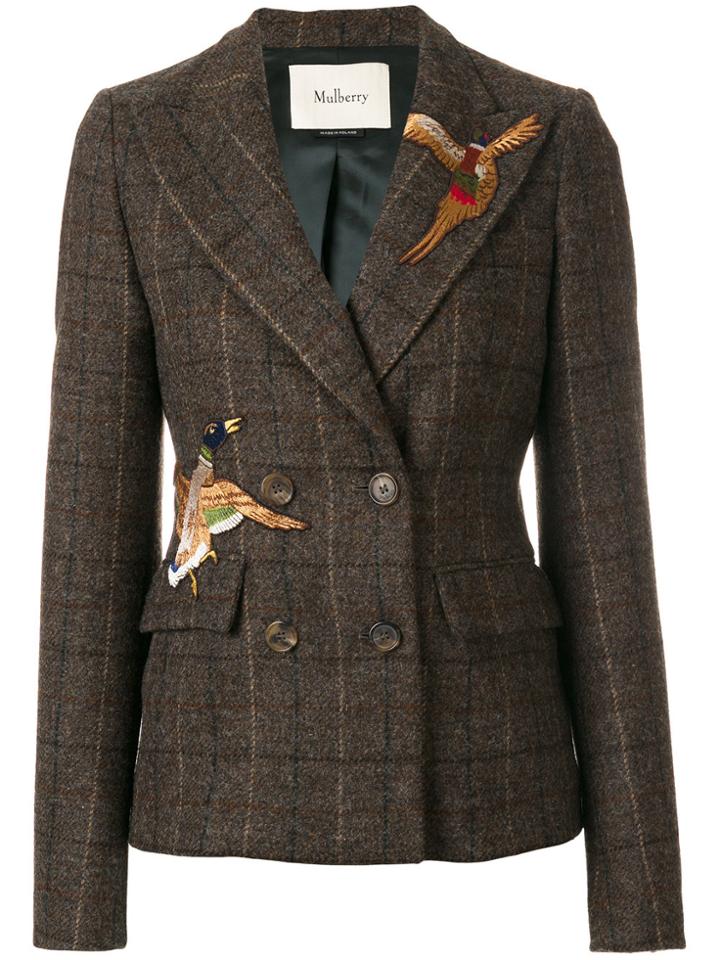 Mulberry Bird Patch Double Breasted Jacket - Brown
