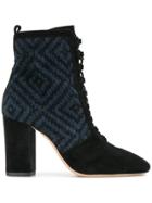 Alexandre Birman Woven Detail Lace-up Ankle Boots - Black