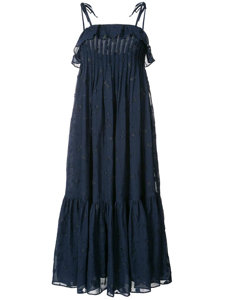 Co - Shift Pleated Dress - Women - Silk/polyamide - Xs, Blue, Silk/polyamide