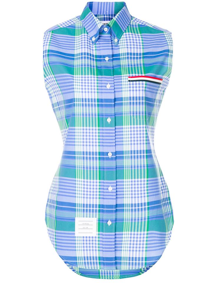 Thom Browne Sleeveless Check Shirt - Blue