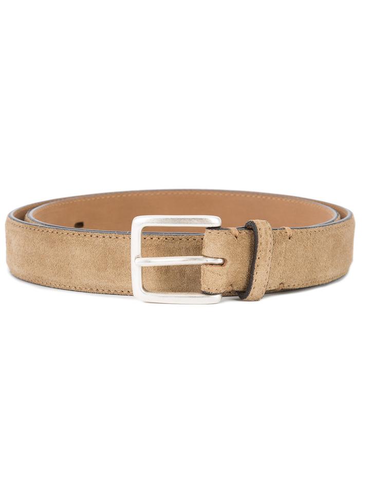 Simeone Napoli Square Buckle Belt, Men's, Size: 110, Brown, Leather