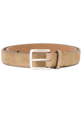 Simeone Napoli Square Buckle Belt, Men's, Size: 110, Brown, Leather