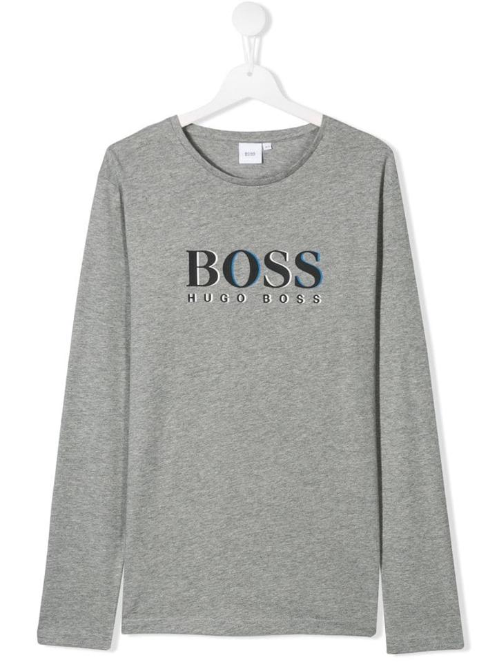 Boss Kids Teen Logo Printed T-shirt - Grey