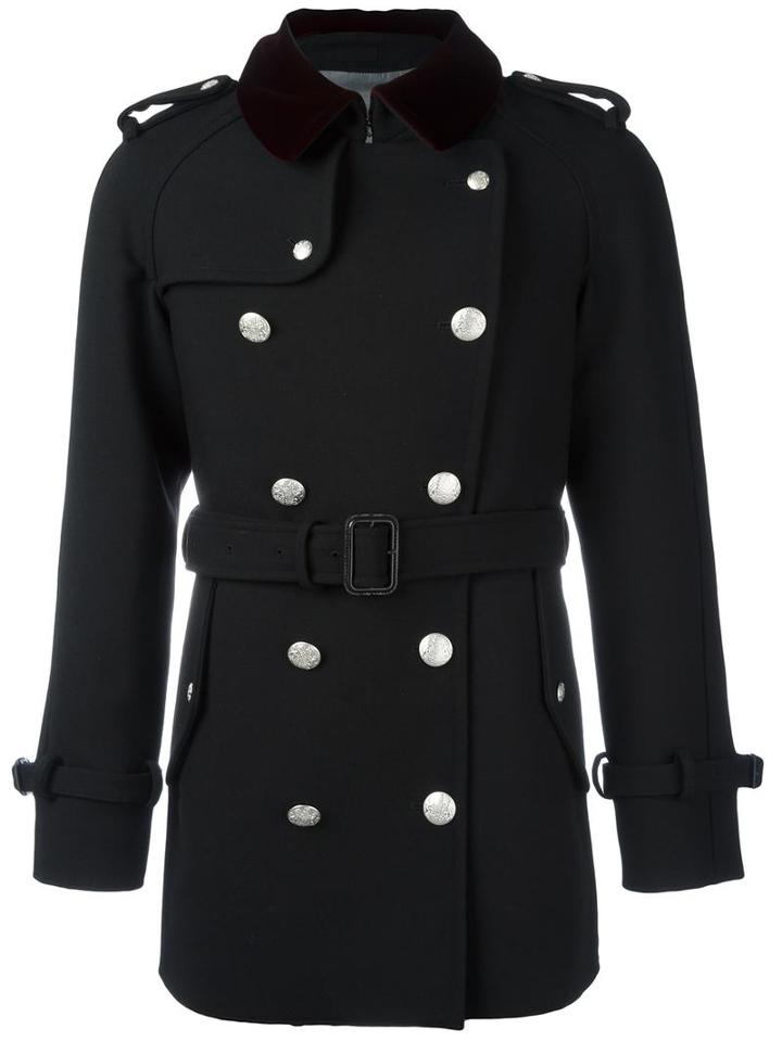 Alexander Mcqueen Double Breasted Peacoat, Men's, Size: 54, Black, Wool/viscose/cupro/viscose