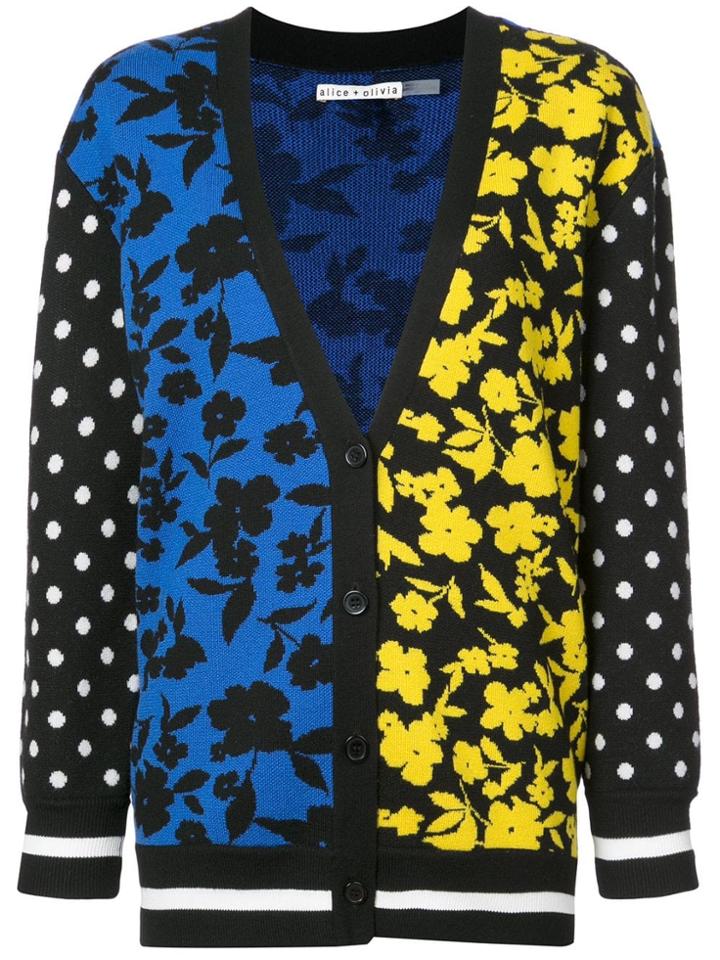 Alice+olivia Contrast Panel Cardigan - Black