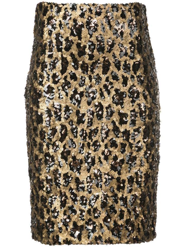 Alice+olivia Ramos Sequin Fitted Skirt - Gold