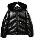Moncler Kids Teen Hooded Puffer Coat - Black