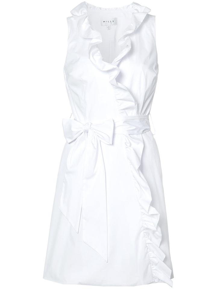 Milly - Ruffle Trim Wrap Dress - Women - Cotton/spandex/elastane/polyimide - 2, White, Cotton/spandex/elastane/polyimide