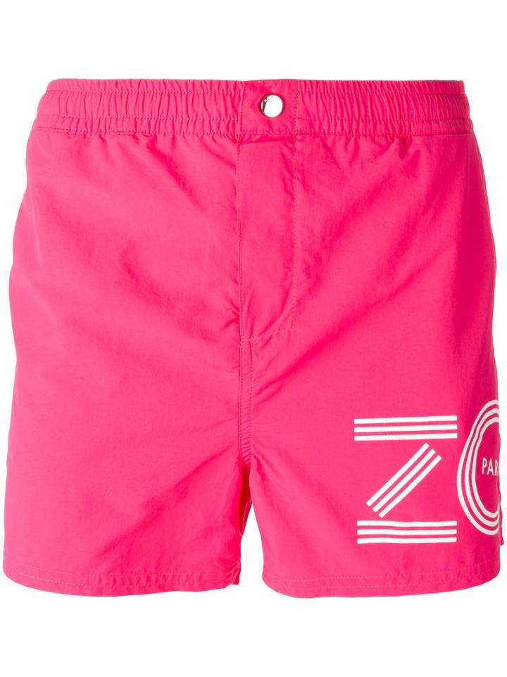 Kenzo Logo Print Swim Shorts, Men's, Size: Small, Pink/purple, Nylon/polyester