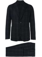 Tagliatore Plaid Two Piece Suit, Men's, Size: 52, Grey, Polyamide/cupro/virgin Wool