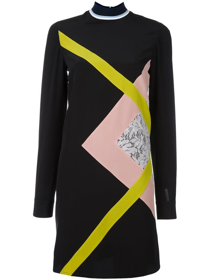 Msgm Printed Shift Dress, Women's, Size: 48, Black, Silk/polyester