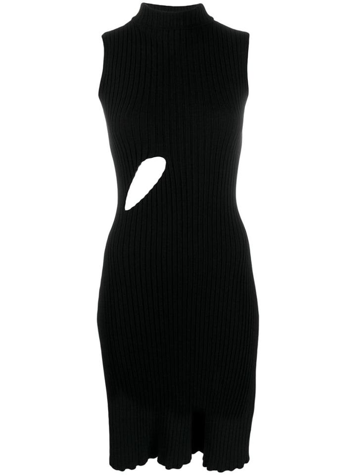 Mm6 Maison Margiela Cut-out Detail Ribbed Dress - Black