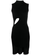 Mm6 Maison Margiela Cut-out Detail Ribbed Dress - Black