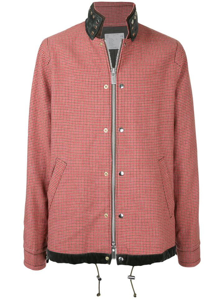 Sacai Checked Velvet Collar Bomber - Red