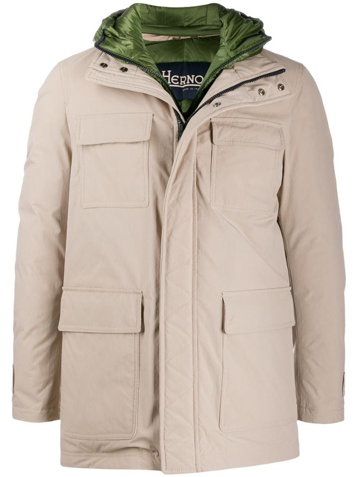 Herno Flap Pockets Zip-up Jacket - Brown