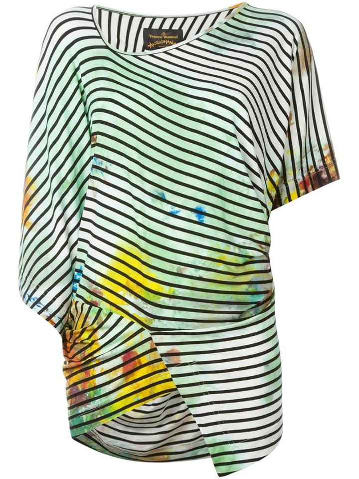 Vivienne Westwood Anglomania Striped Asymmetric Top, Women's, Size: M, Green, Spandex/elastane/viscose