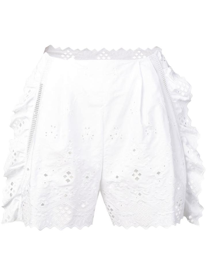 Alberta Ferretti Poplin Eyelet Shorts - White