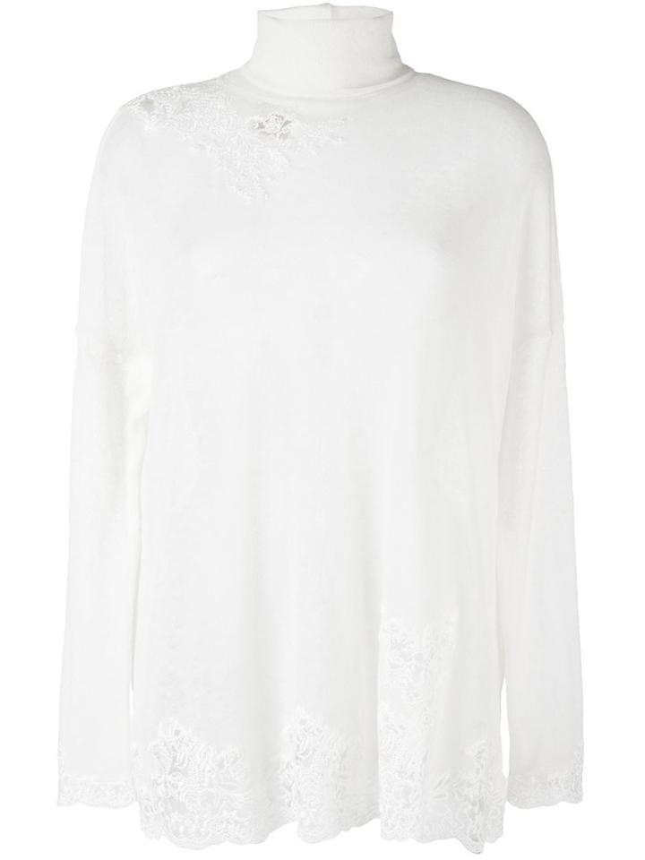 Ermanno Scervino Transparent Embroidered Detail Jumper, Women's, Size: 42, Nude/neutrals, Polyamide/polyester/wool/viscose
