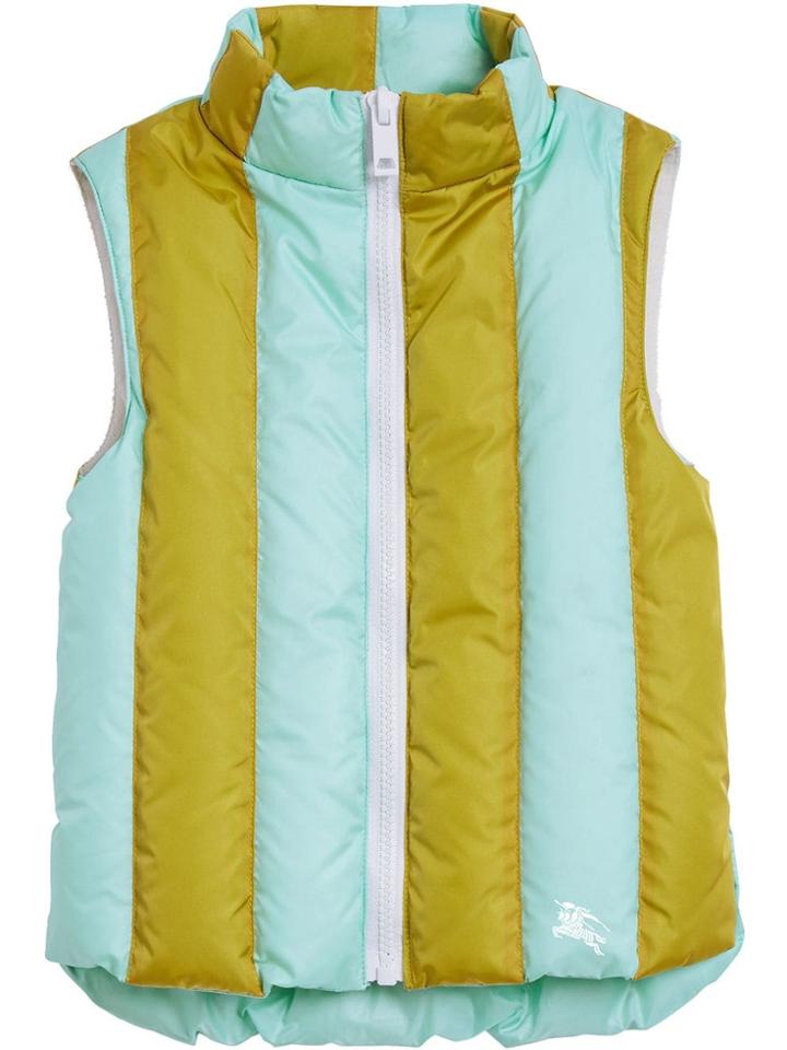 Burberry Kids Striped Showerproof Down-filled Gilet - Green