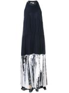 Tibi Claude Sequin Panel Halterneck Dress - Black