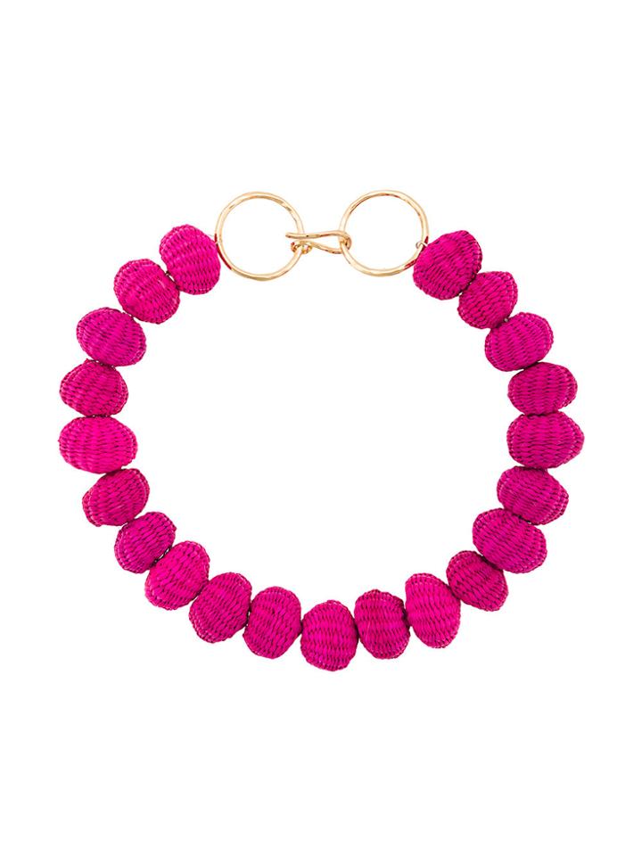 Carolina Herrera Raffia Beads Necklace - Pink & Purple