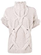 Lorena Antoniazzi Cable Knit Short Sleeve Jumper - White
