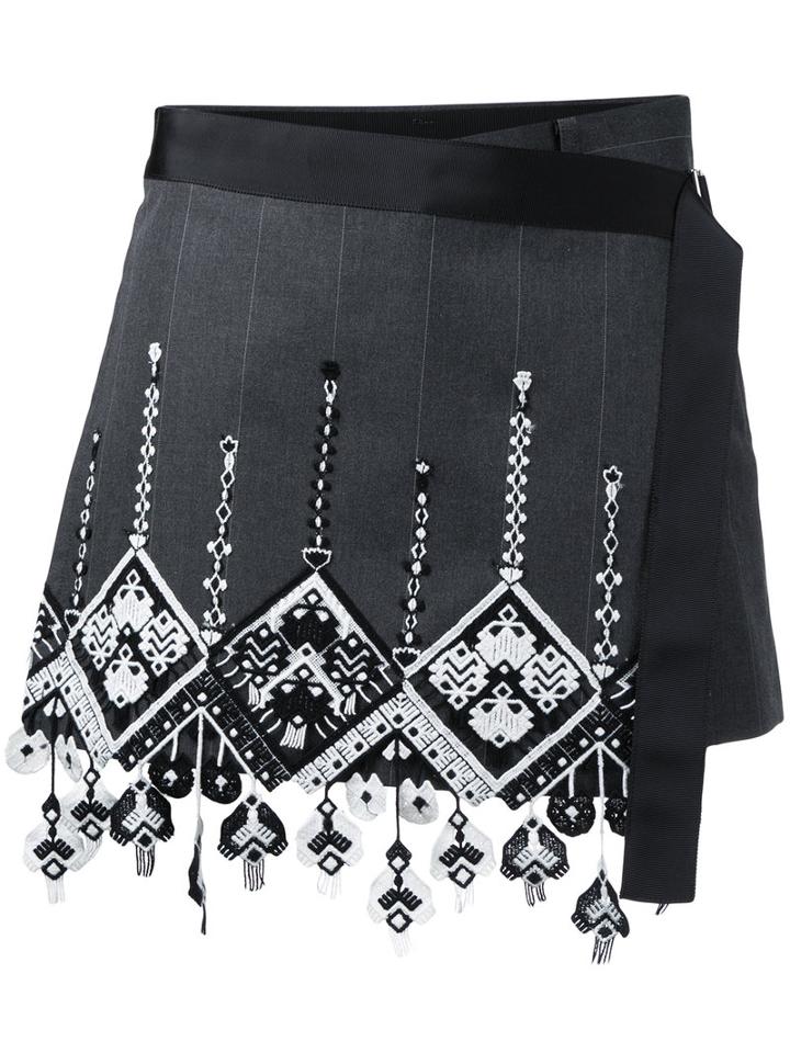 Sacai - Guipare Lace Skort - Women - Cotton - 2, Grey, Cotton