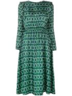 Chinti & Parker Geometric Flared Midi Dress - Green