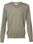 Brunello Cucinelli V Neck Sweatshirt, Men's, Size: 52, Green, Cashmere/virgin Wool