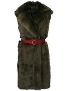 Blancha - Sleeveless Long Fur Coat - Women - Leather/polyamide/polyester/metal - 42, Green, Leather/polyamide/polyester/metal