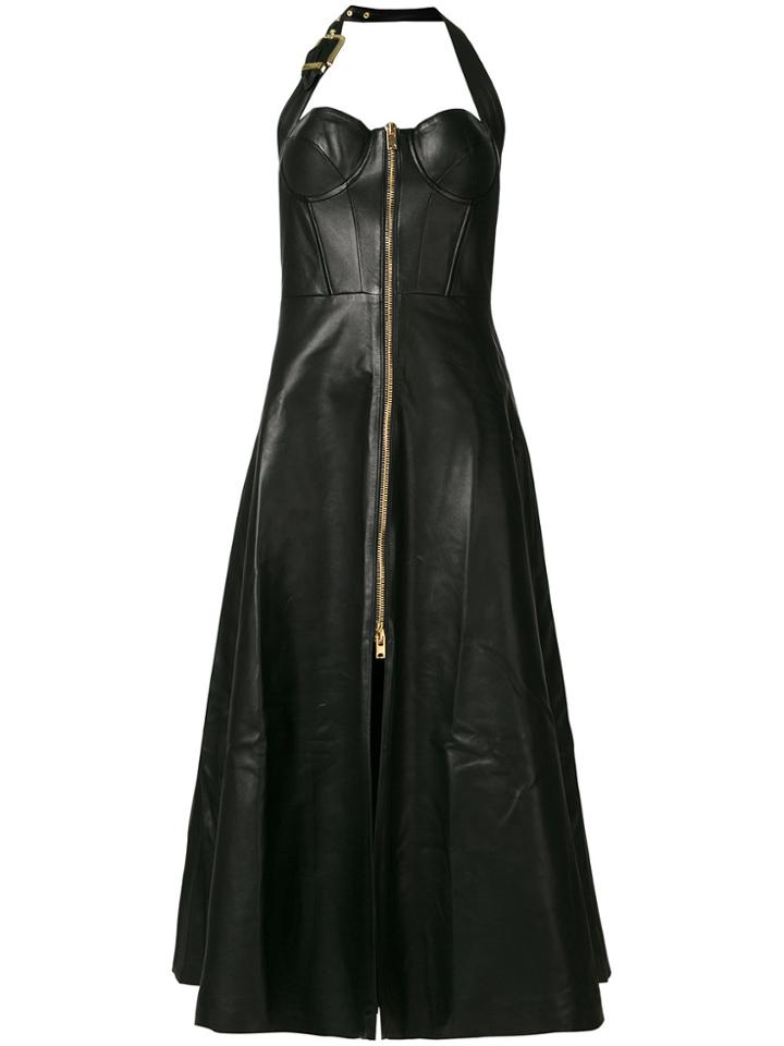 Natasha Zinko Halter Zip Front Midi Dress - Black