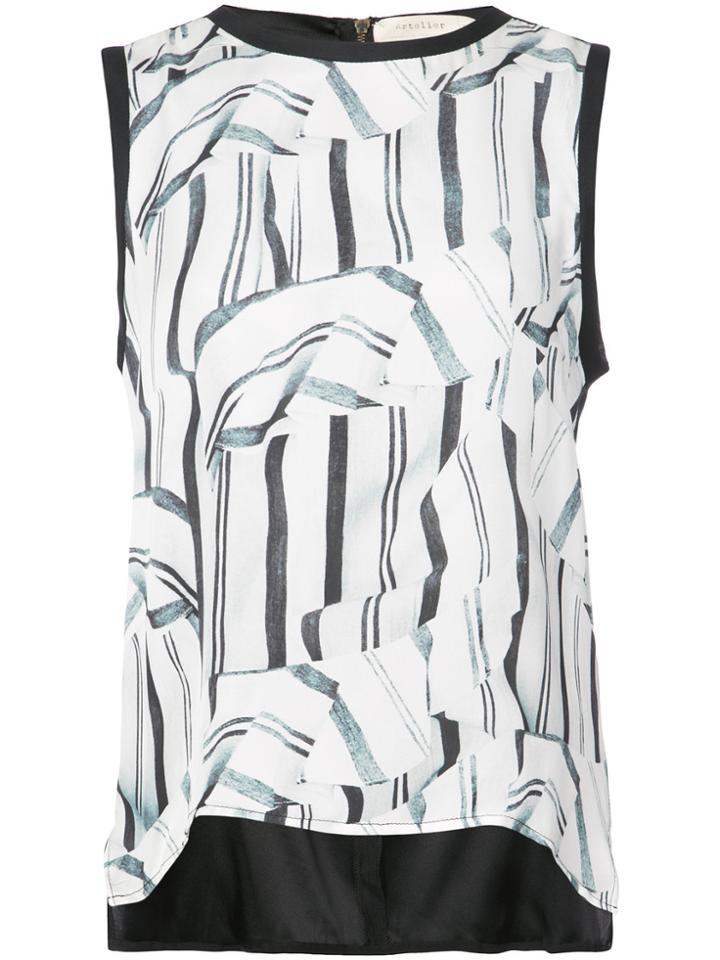 Nicole Miller Front Printed Loose Sleeveless Top - Black