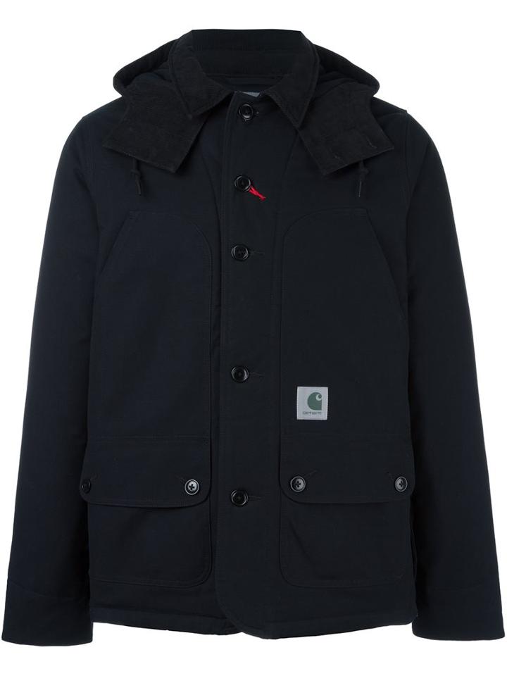 Carhartt Buttoned Hooded Coat, Men's, Size: Small, Black, Cotton/nylon/polyester