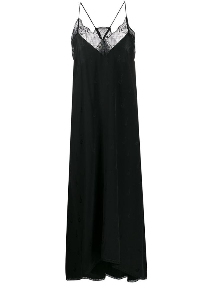 Zadig & Voltaire Risty Silk Lace-trim Dress - Black