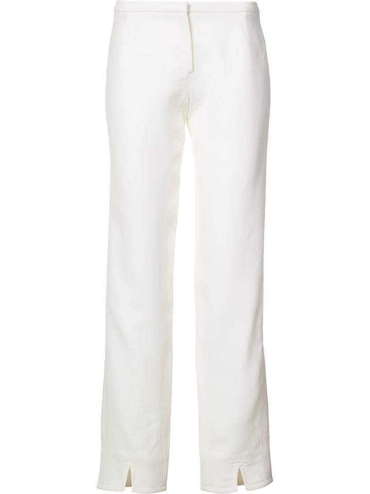 Courrèges - Notched Hem Trousers - Women - Silk/wool - 36, Women's, White, Silk/wool