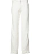 Courrèges - Notched Hem Trousers - Women - Silk/wool - 36, Women's, White, Silk/wool